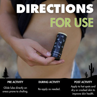 Hand holding a small container with directions for use displayed above.