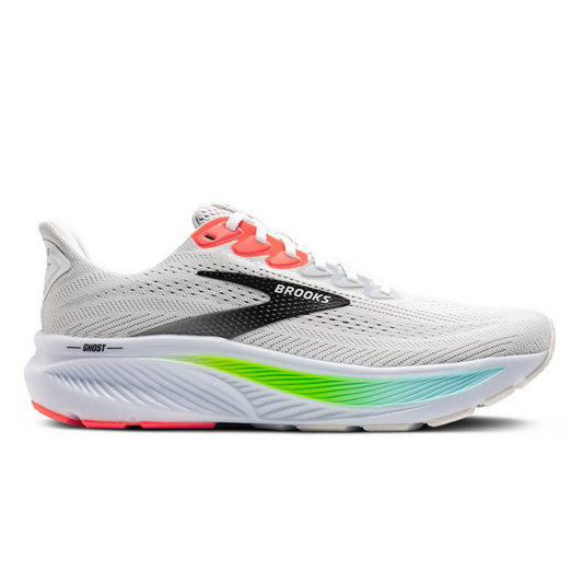 BROOKS SHOE GHOST 17 MN WHITE/PINK CLAY/GECKO (AW25)