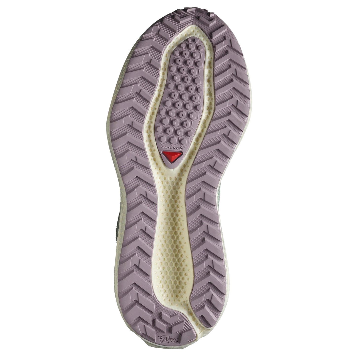Close-up of a shoe sole with tread pattern on a white background