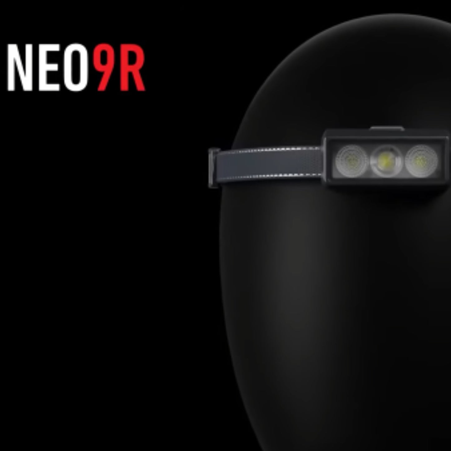 Headlamp labeled 'NEO9R' on a black background