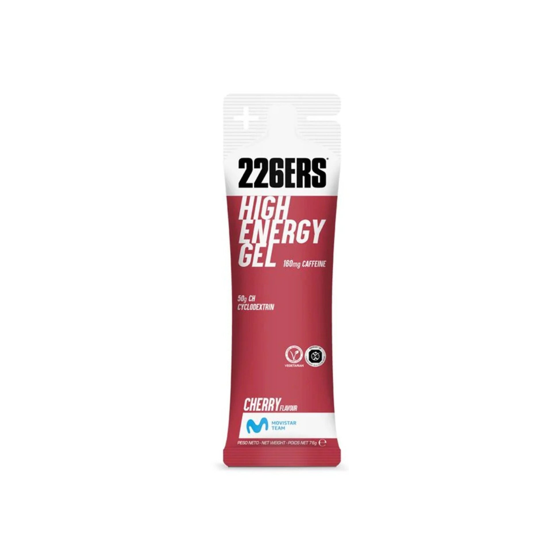226ERS High Energy Gel packaging with cherry flavor on a white background