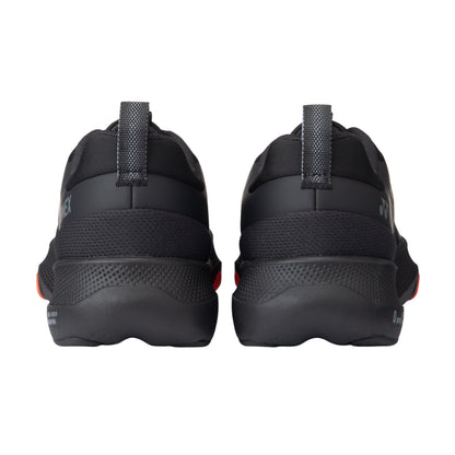 Black Yonex running shoes with a focus on the sole and back design on a white background
