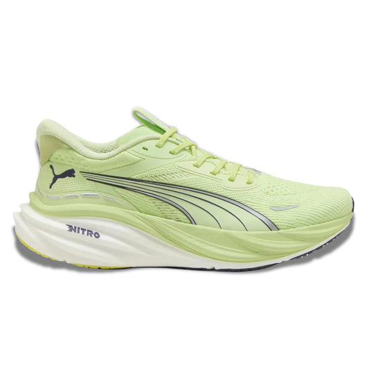 Light green running shoe with Puma logo on a white background