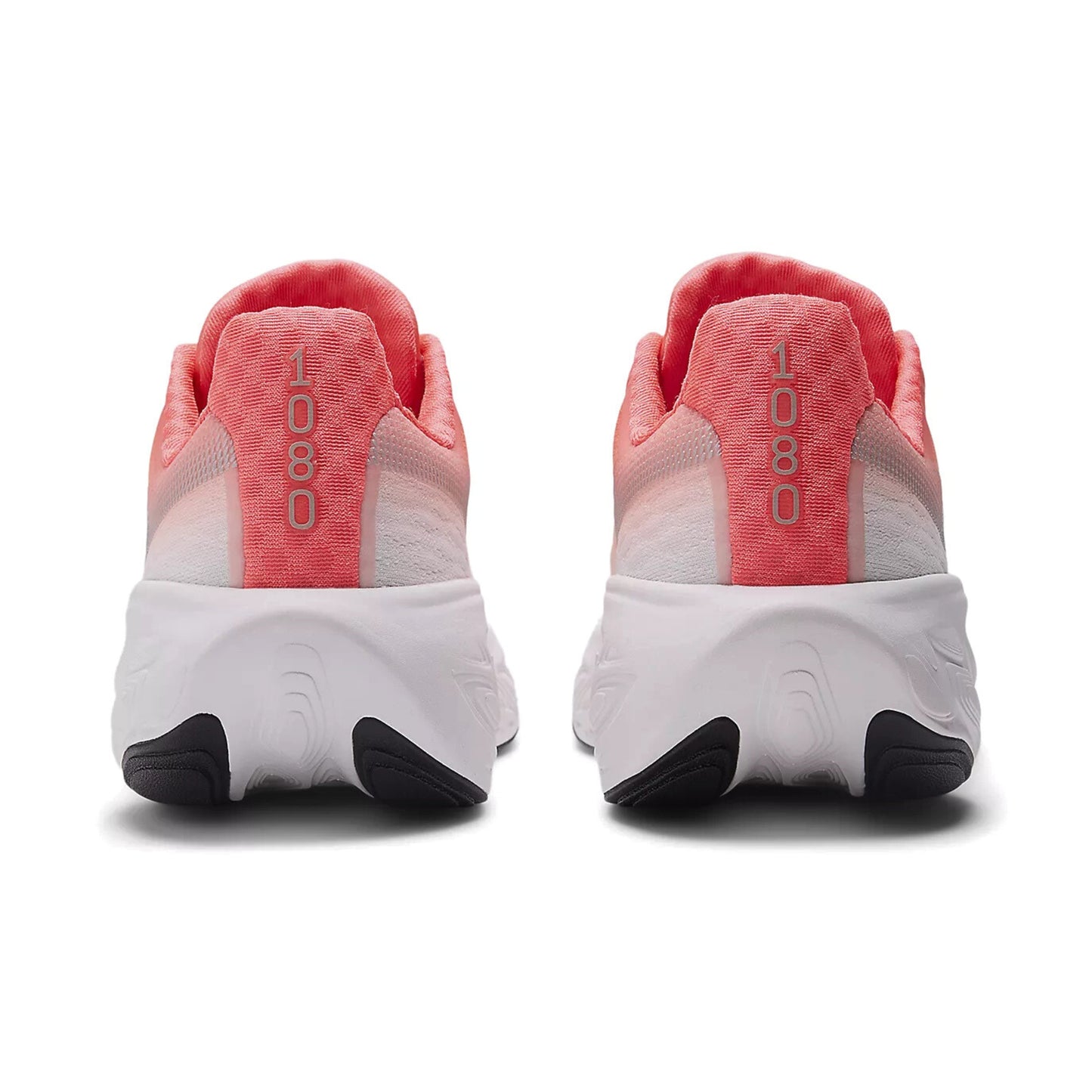 Pair of red and white running shoes with '1080' branding on a white background