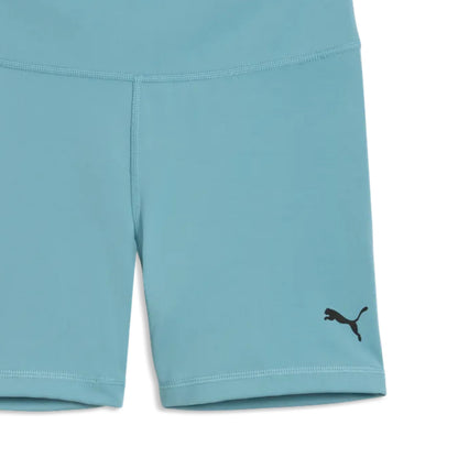 Light blue Puma tight with a brand logo on a white background