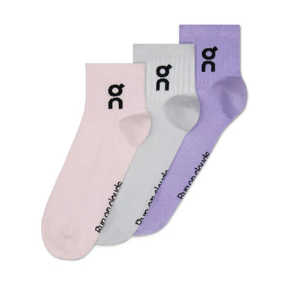Pink, grey and purple On crew sock on a white background