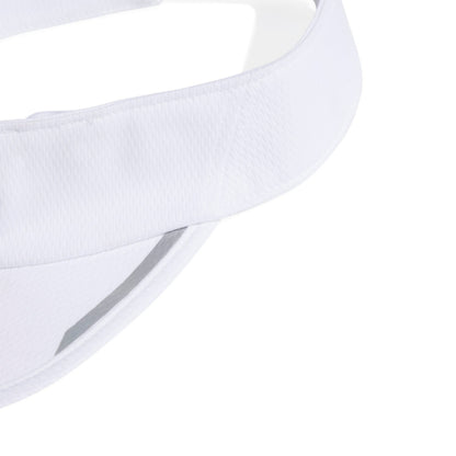 Close-up of a white visor on a light gray background