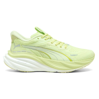 Light green Puma running shoe with Puma logo on a white background