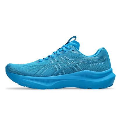Blue running shoe on a white background