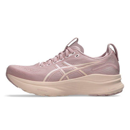 Pink running shoe on a white background