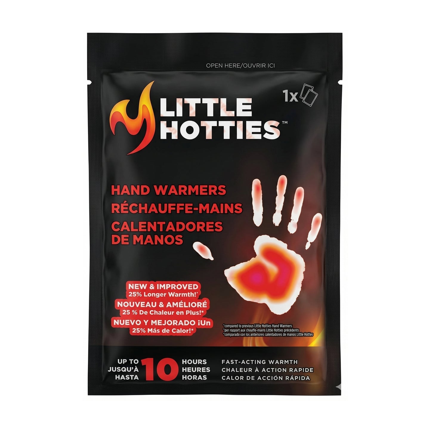 Little Hotties hand warmer packaging on a white background