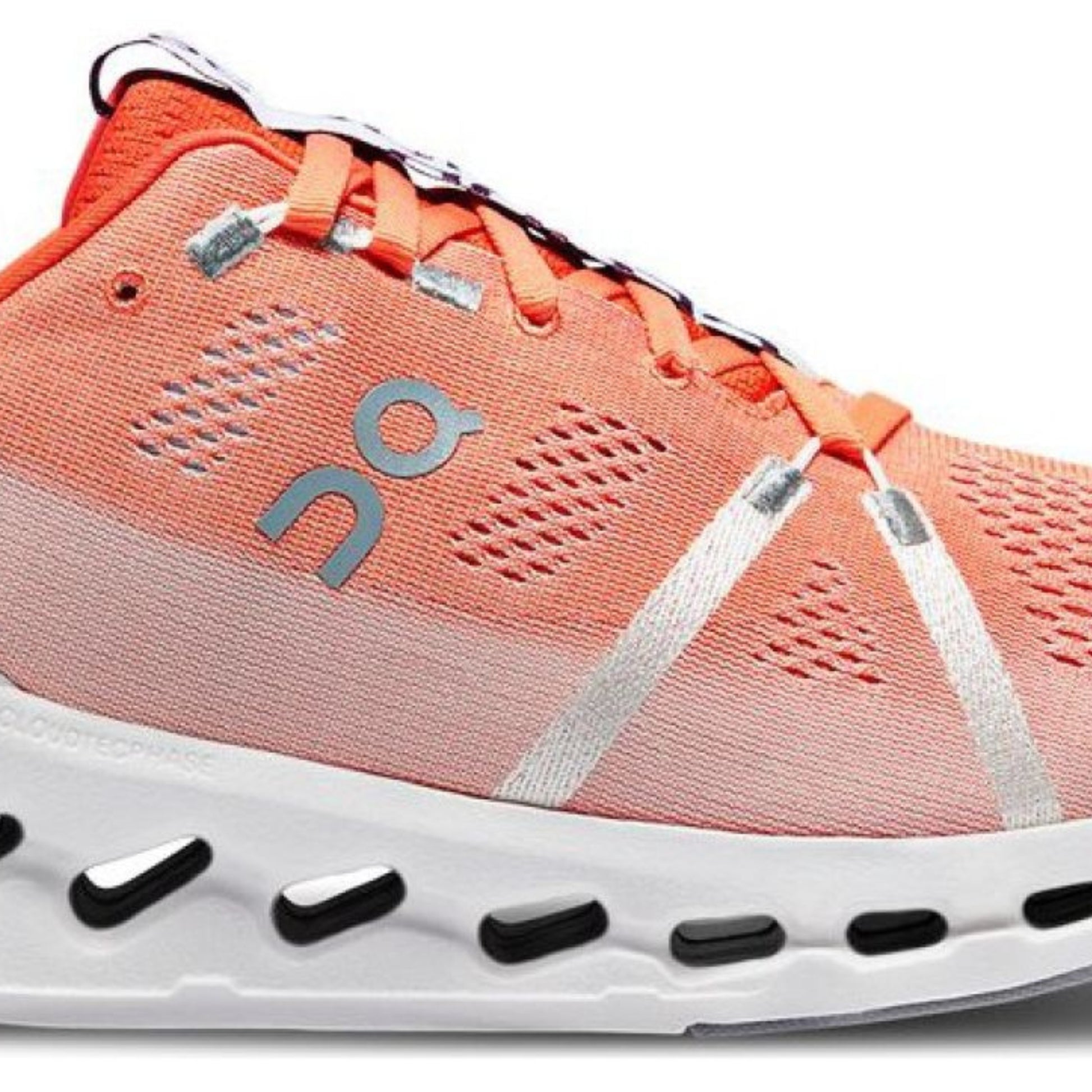 White/Flame running shoe with logo on the side on a white background