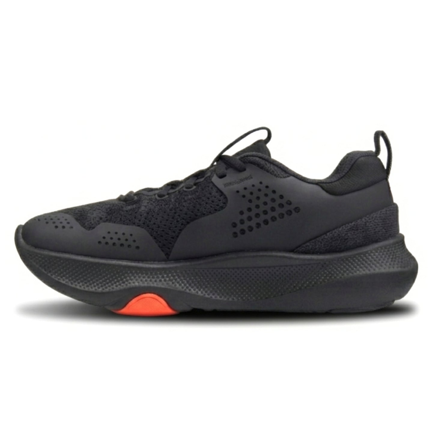 Black Yonex running shoe with Yonex branding on a white background