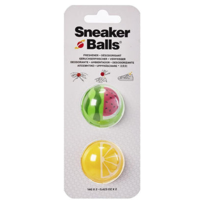 Sneaker Balls packaging with two scented balls on a white background