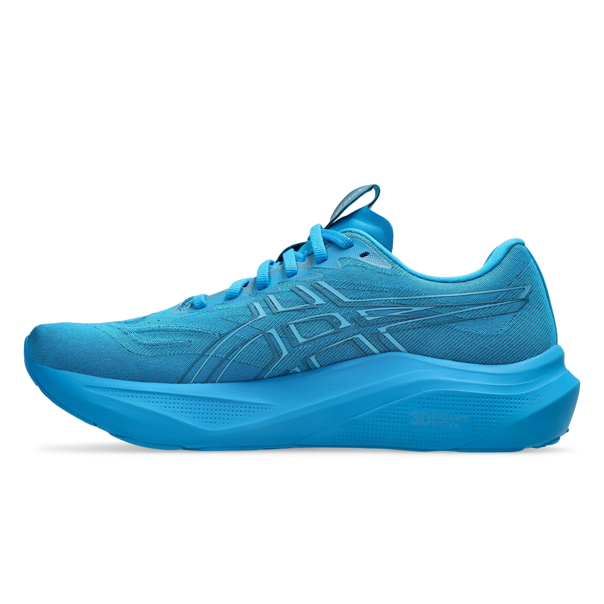 Blue running shoe on a white background