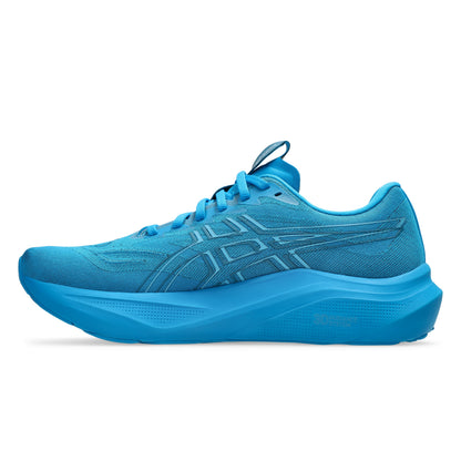 Blue running shoe on a white background
