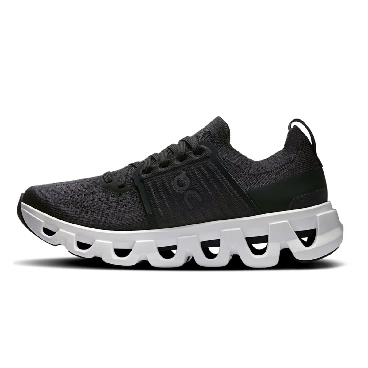 Black On shoe with white sole on a white background
