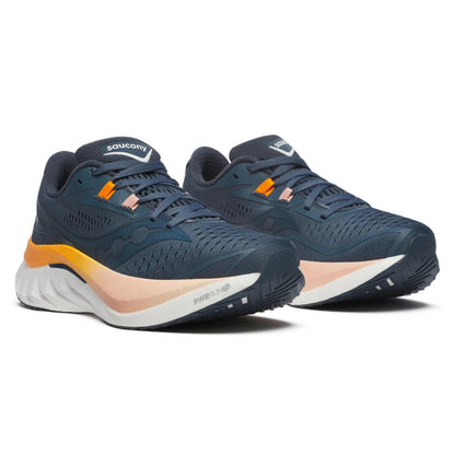 Dusk/Peel Saucony running shoe with orange and light pink gradient sole
