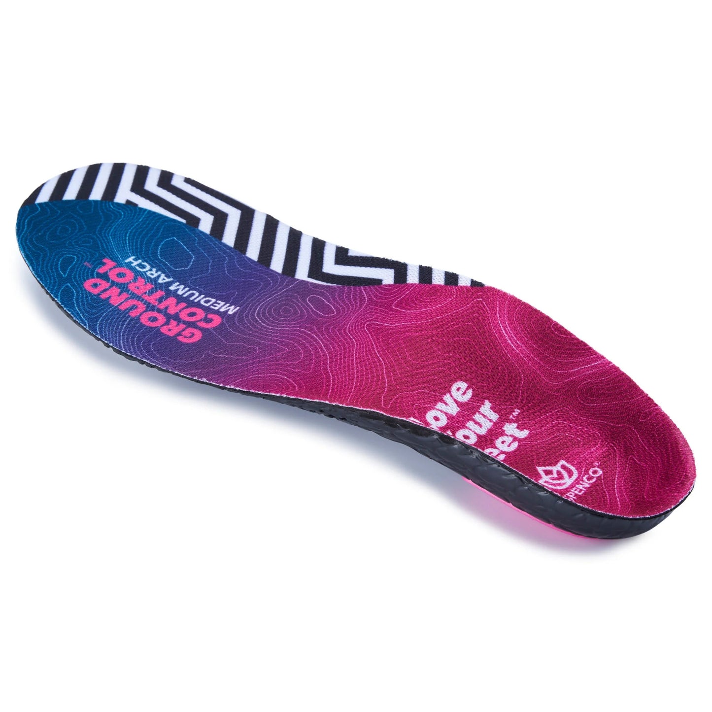 Colorful shoe insole with geometric patterns on a white background
