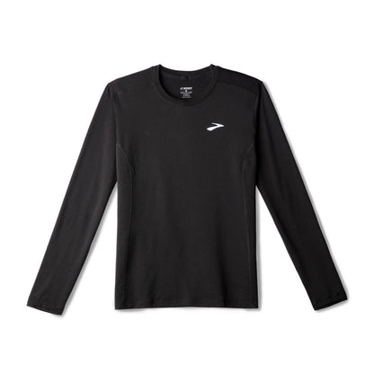 Black long-sleeve athletic Brooks shirt with a logo on a white background