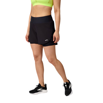 BROOKS SHORT CHASER 5INCH 2IN1 2.0 WN BLACK (AW25)