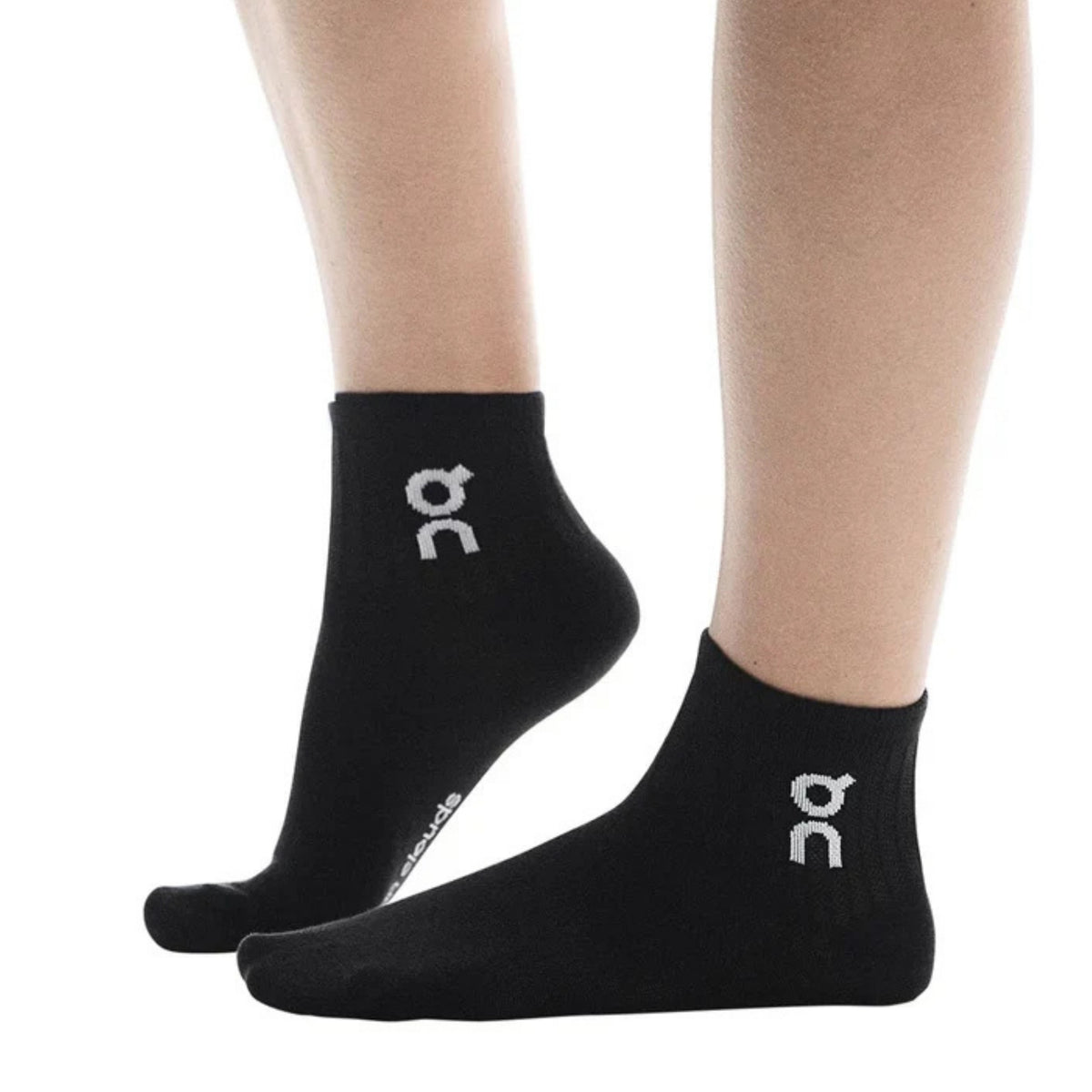 Black On crew socks on a white background