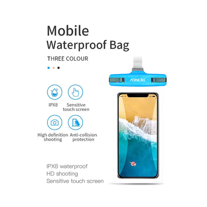Mobile waterproof bag with smartphone on a white background