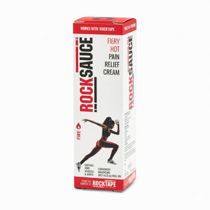 Box of RockSauce Fiery Hot Pain Relief Cream on a white background