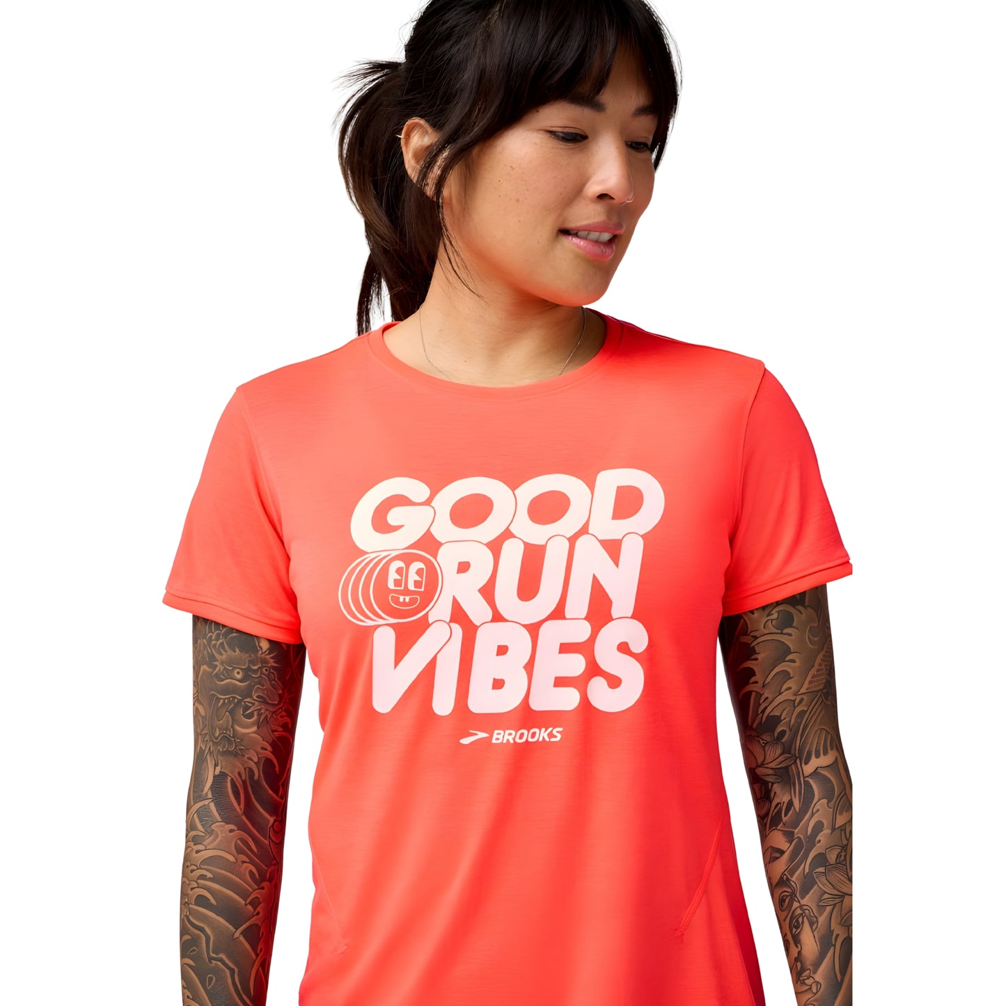 BROOKS SHIRT TEE DISTANCE 3.0 WN NEO CAYENNE/GOOD RUN VIBES (AW25)