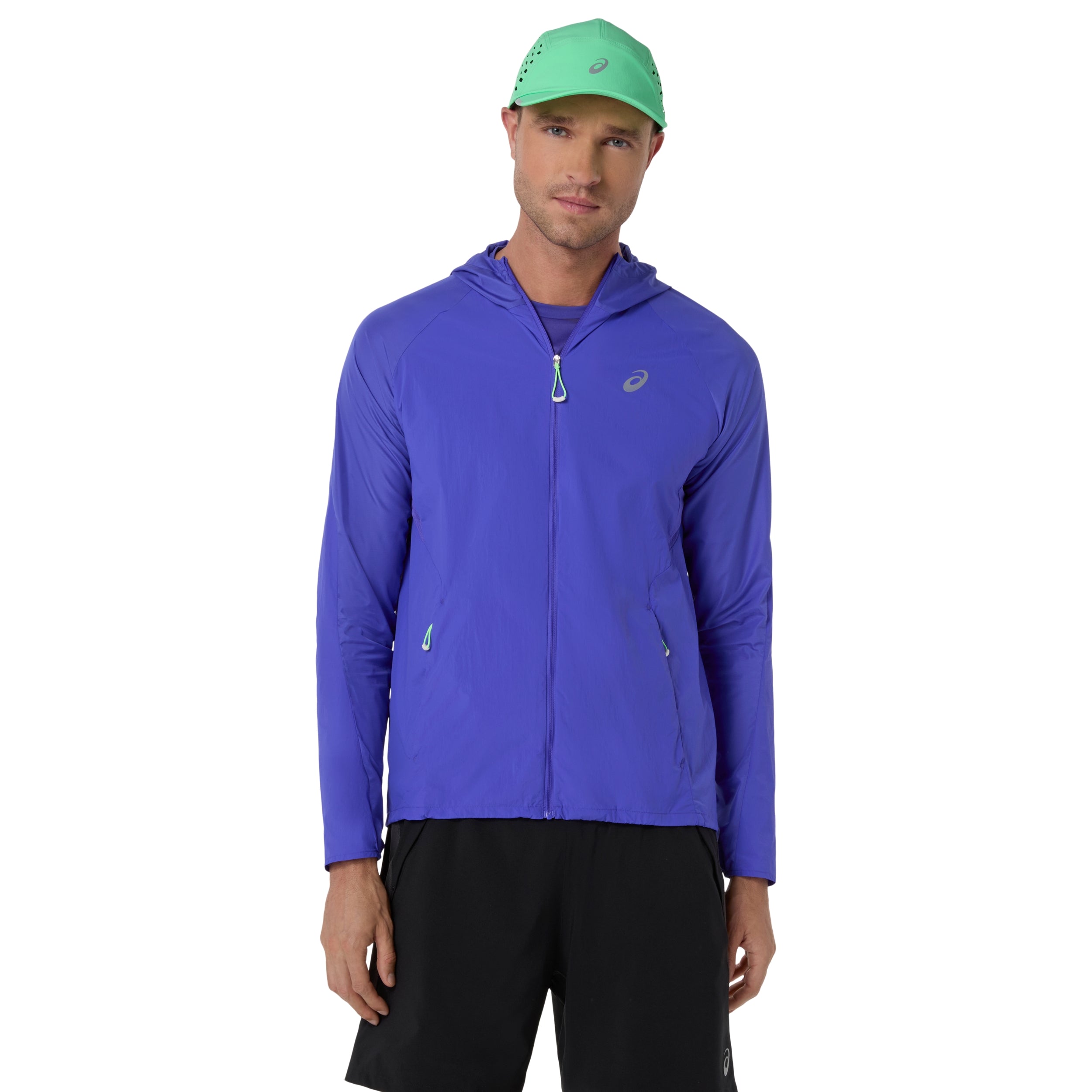 ASICS JACKET ROAD PACKABLE MN COBALT BURST/ILLUMINATE GREEN (SS26