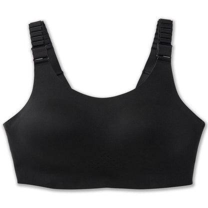 Black sports bra with adjustable straps on a white background