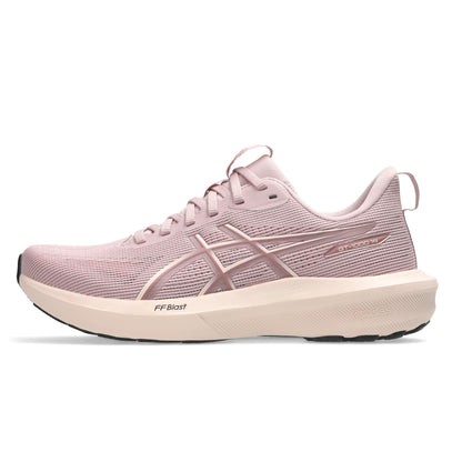 Pink running shoe on a white background