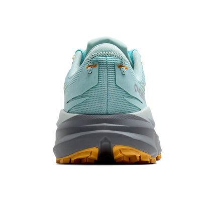Light blue running shoe with a gray sole on a white background