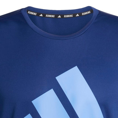 Close-up of the Adidas dark blue shirt collar with wording running on the inside of the collar