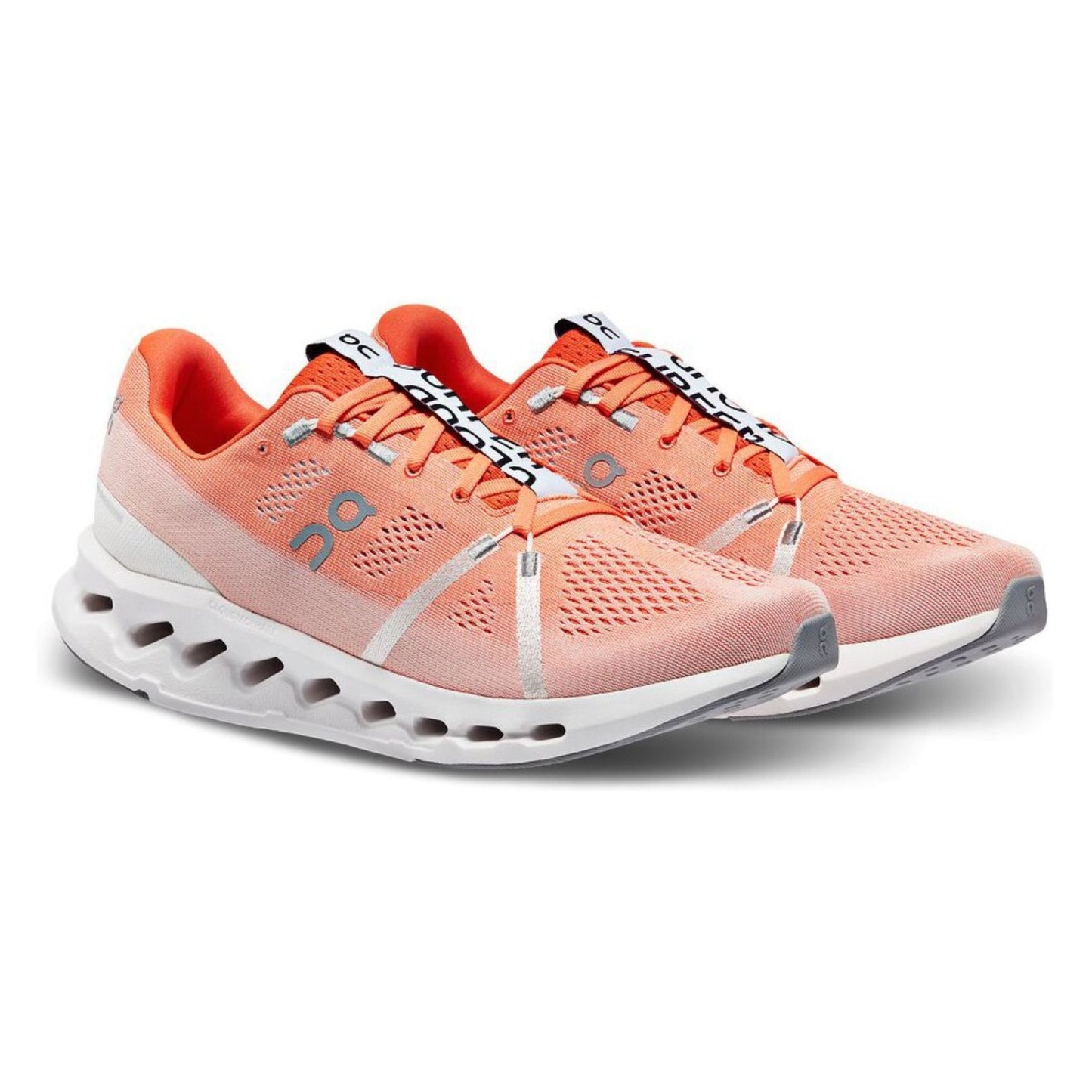 White/Flame running shoe with logo on the side on a white background