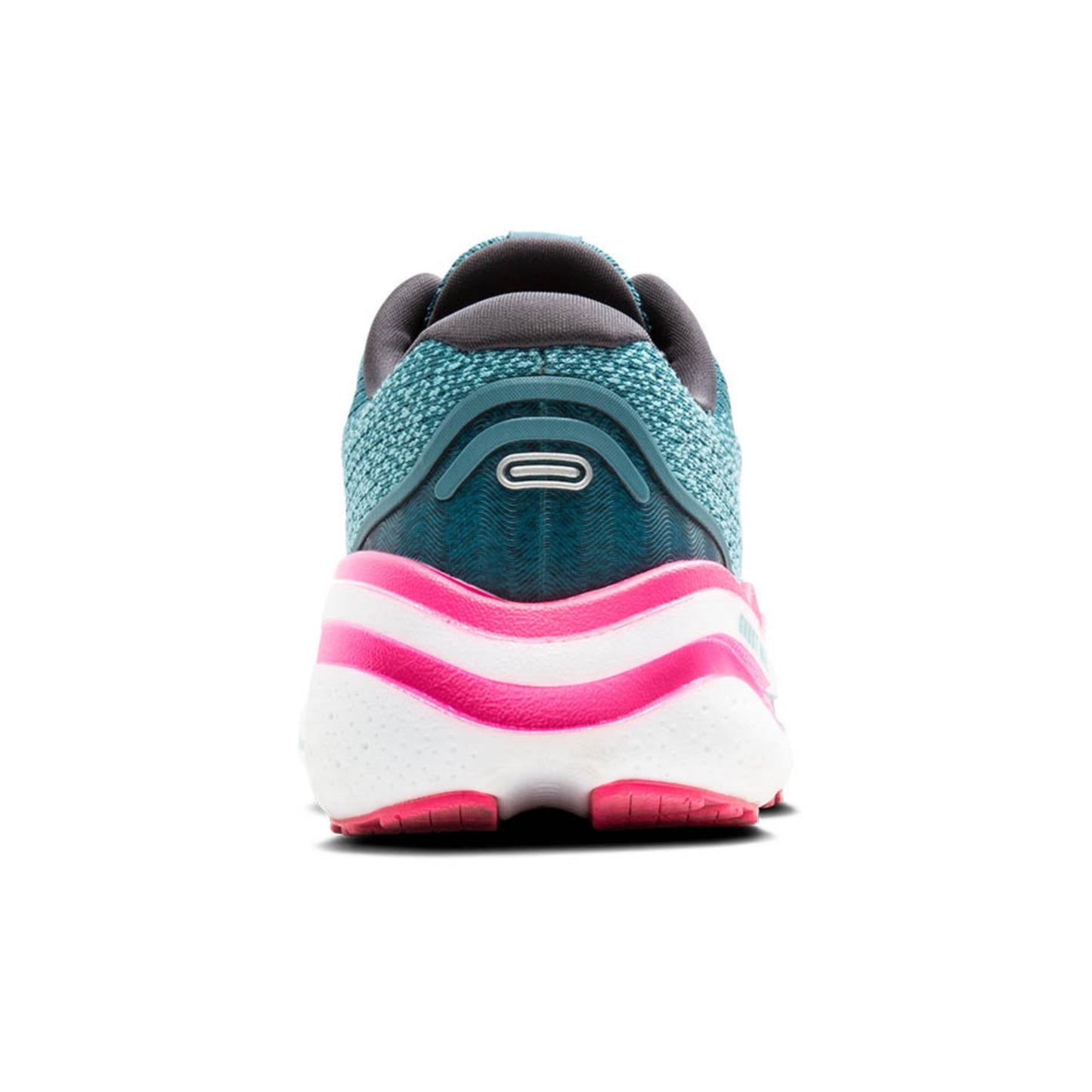 Storm blue running shoe with pink sole on a white background