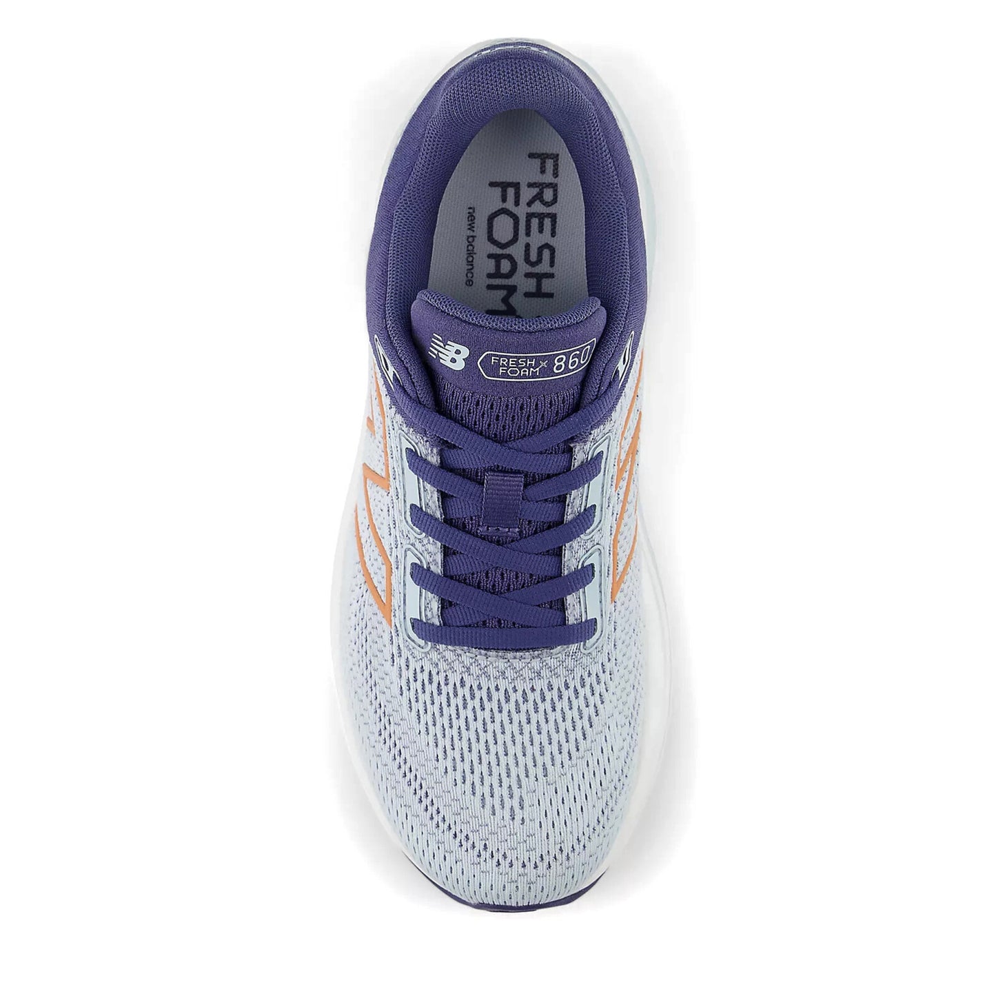 Light blue and purple running shoe with 'Fresh Foam' and 'New Balance' branding on a white background