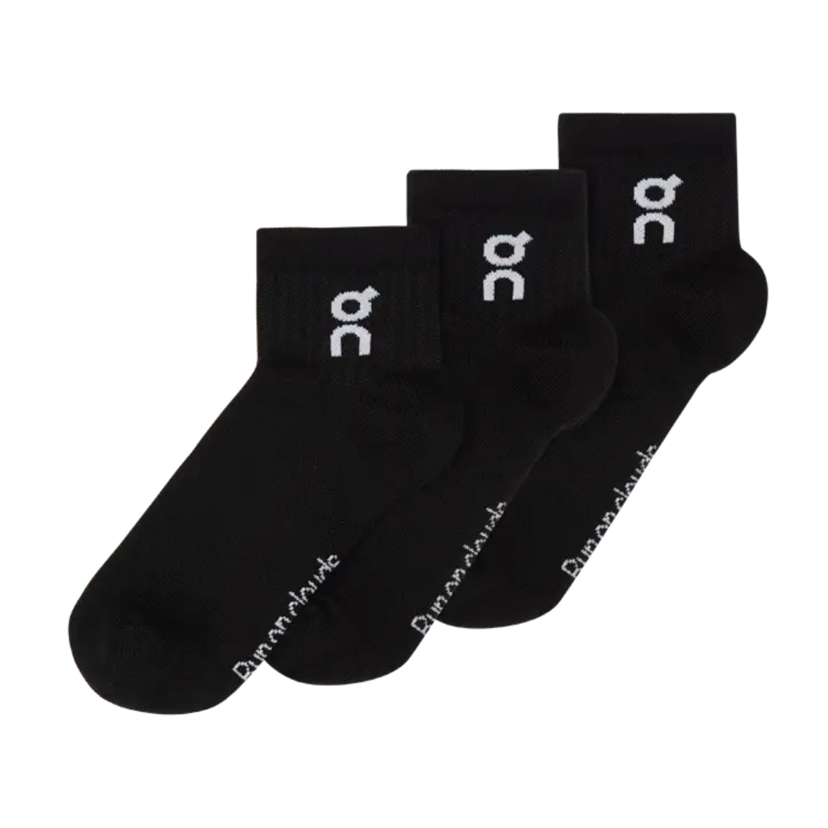 Black On crew socks on a white background