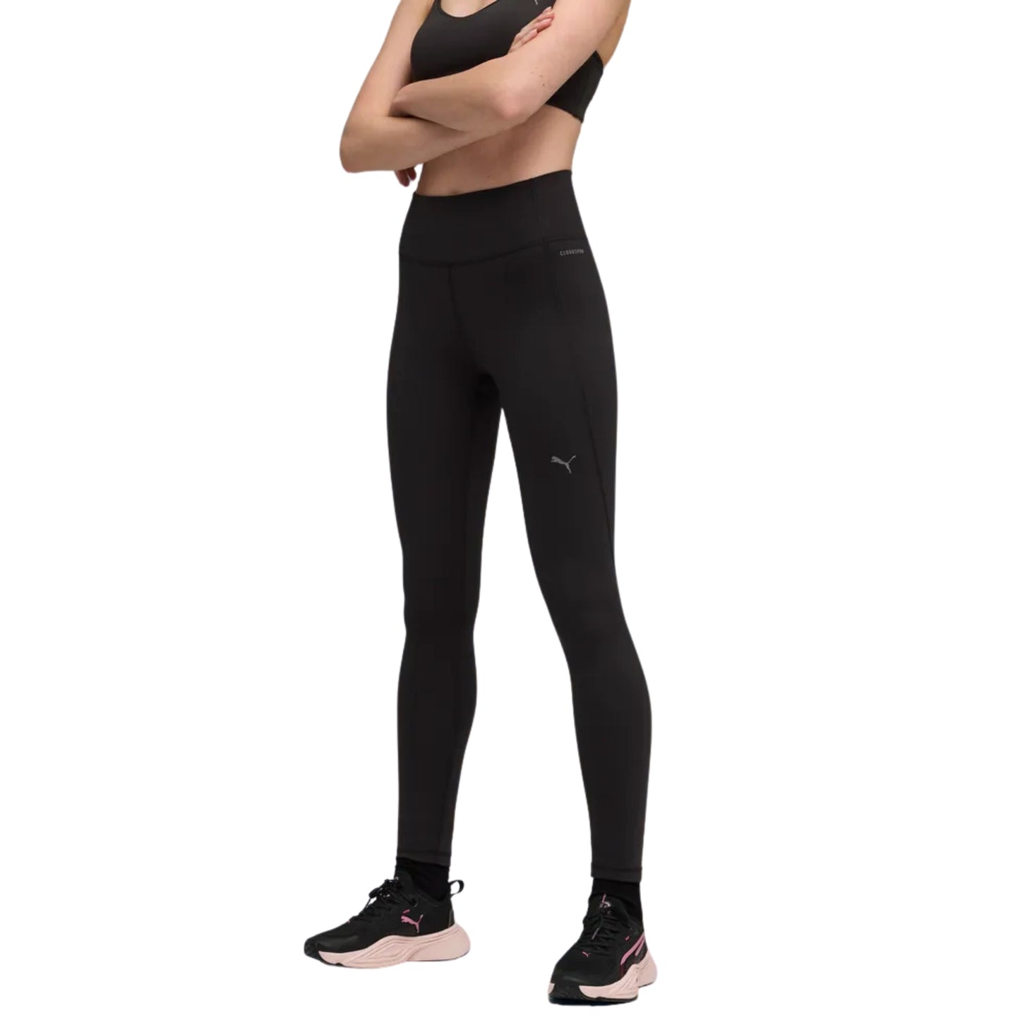 Black Puma tights on a white background