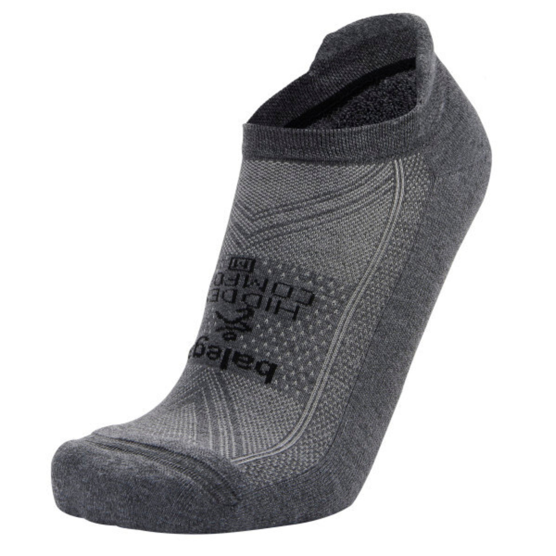Gray ankle sock with brand logo on a white background