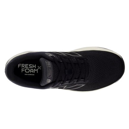 Black running shoe with 'Fresh Foam' and 'New Balance' branding on a white background