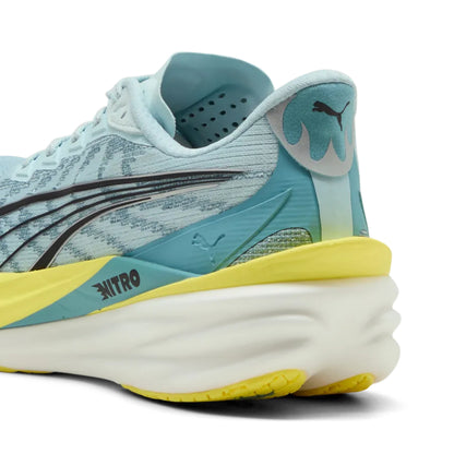 Close-up of a Puma running shoe on a white background