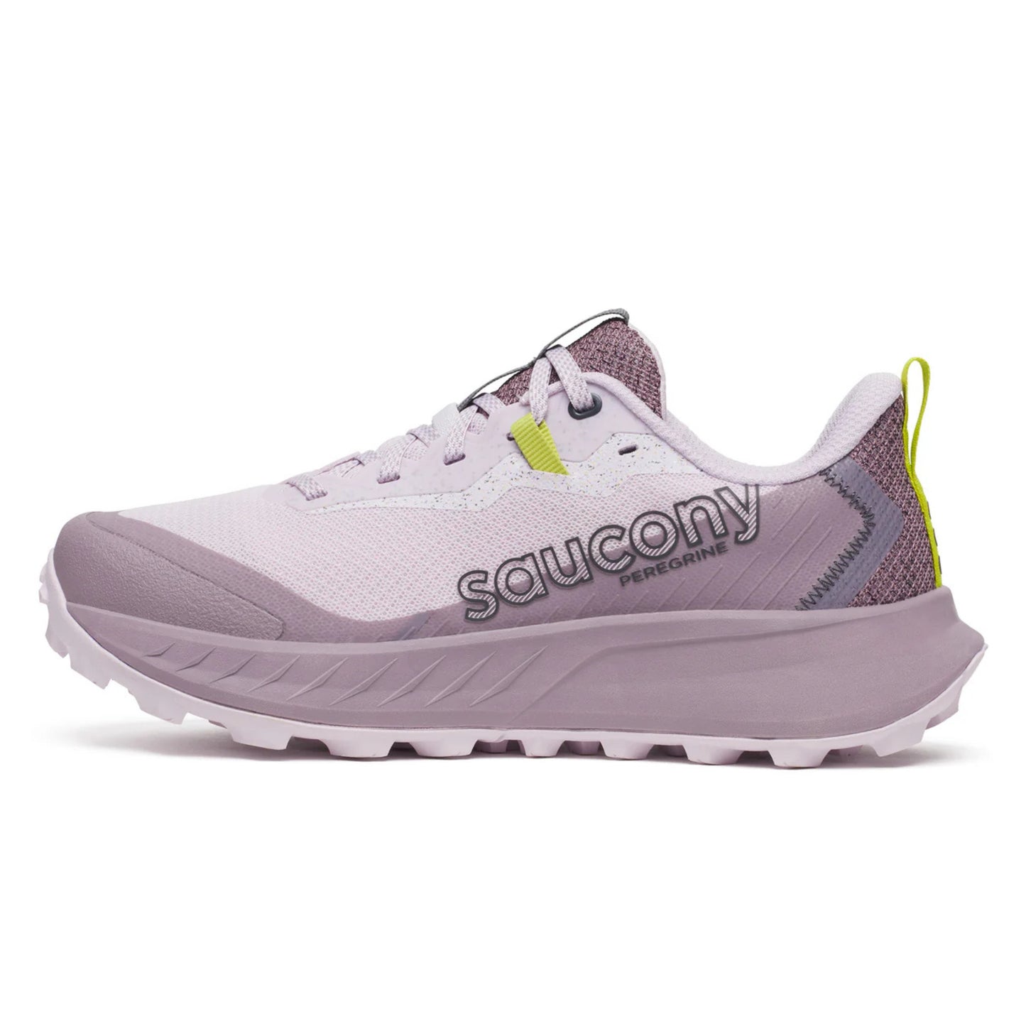 Saucony running shoe on a white background