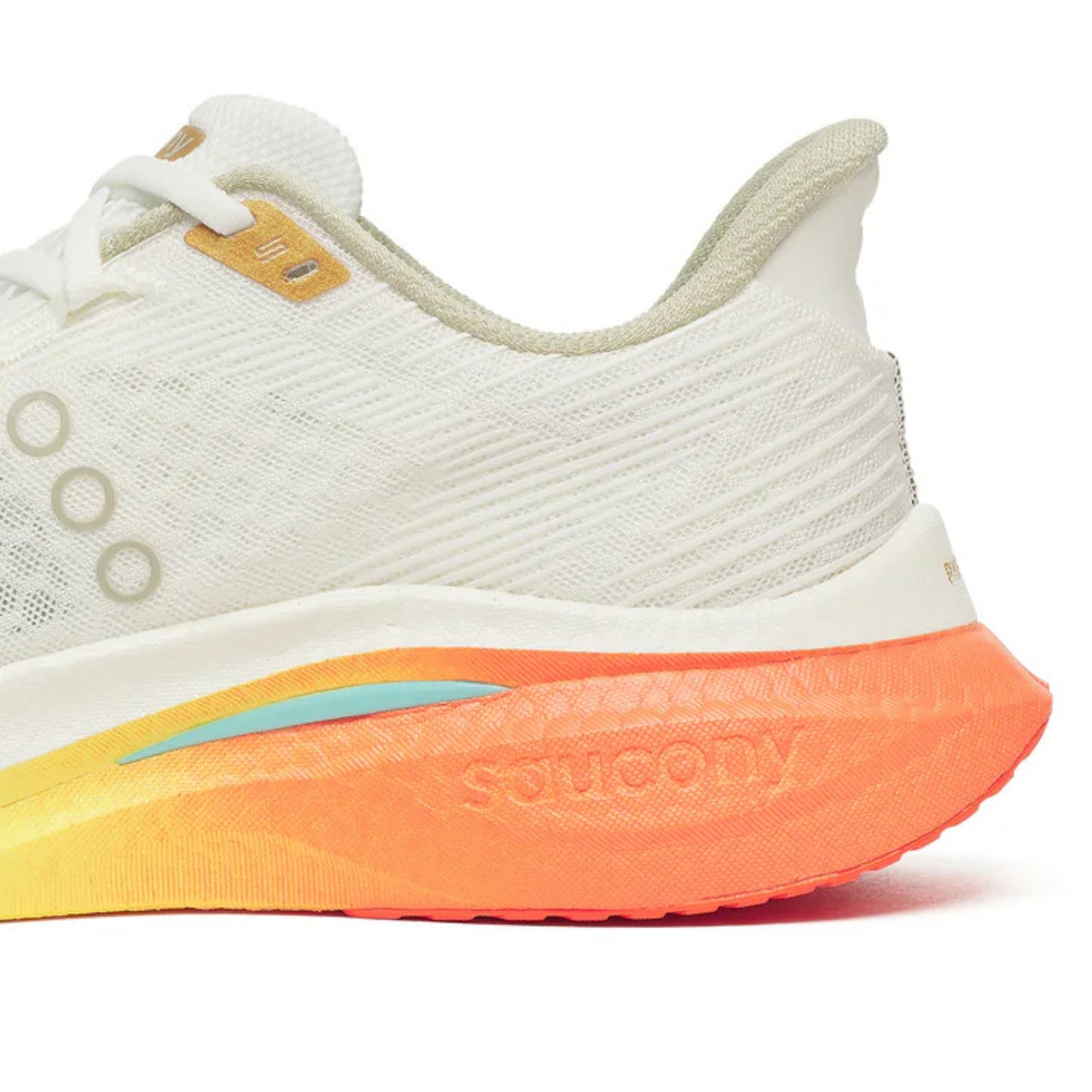 Saucony running shoe with gradient sole on a white background