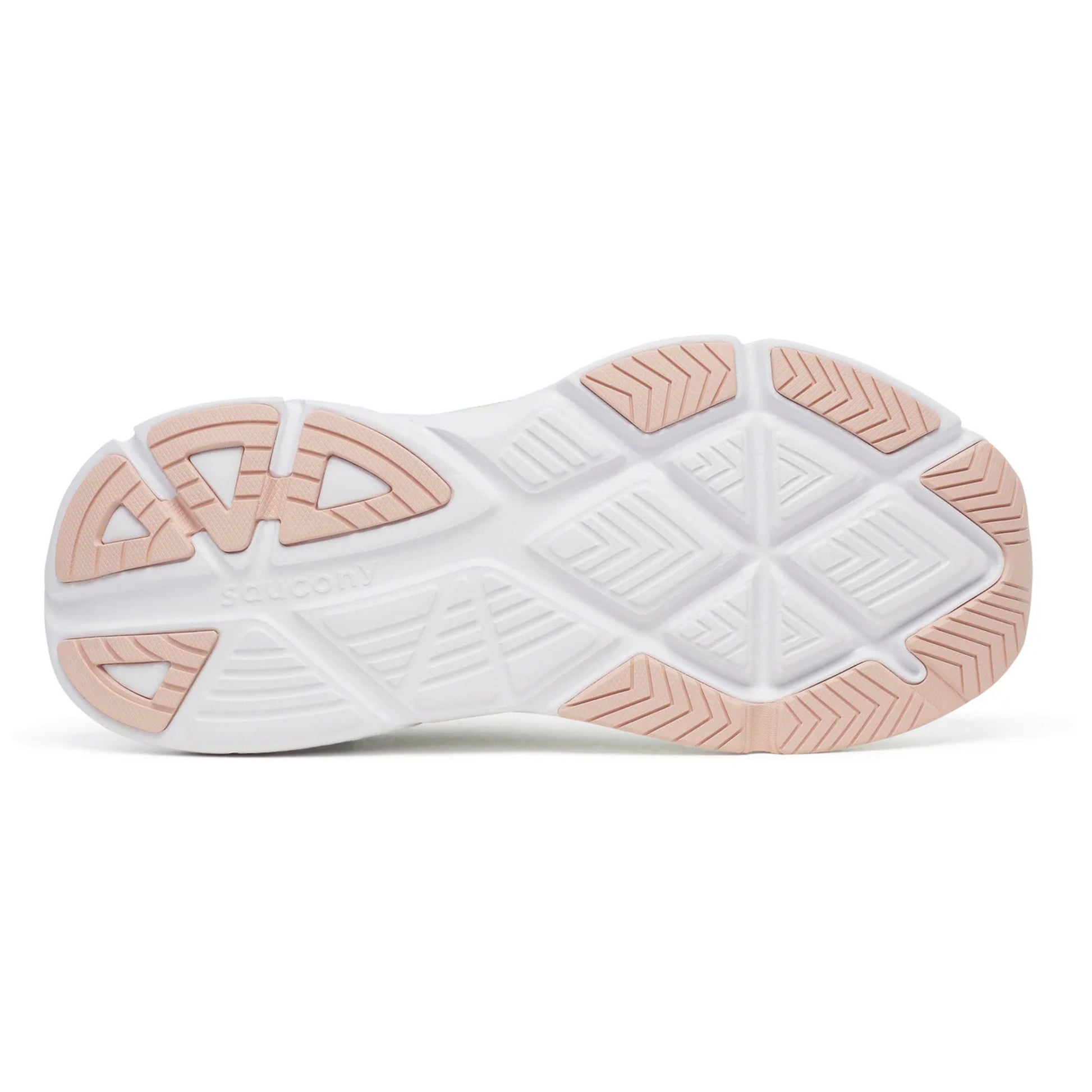 White and light brown running shoe sole on a white background
