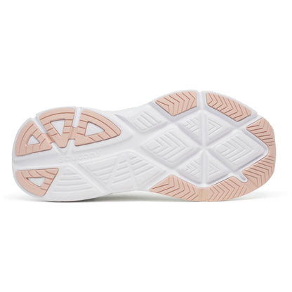 White and light brown running shoe sole on a white background