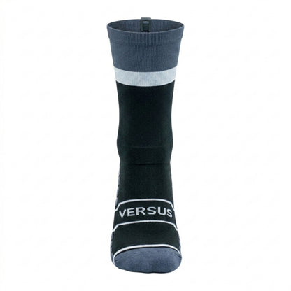 Black and gray sock with white stripe on a white background