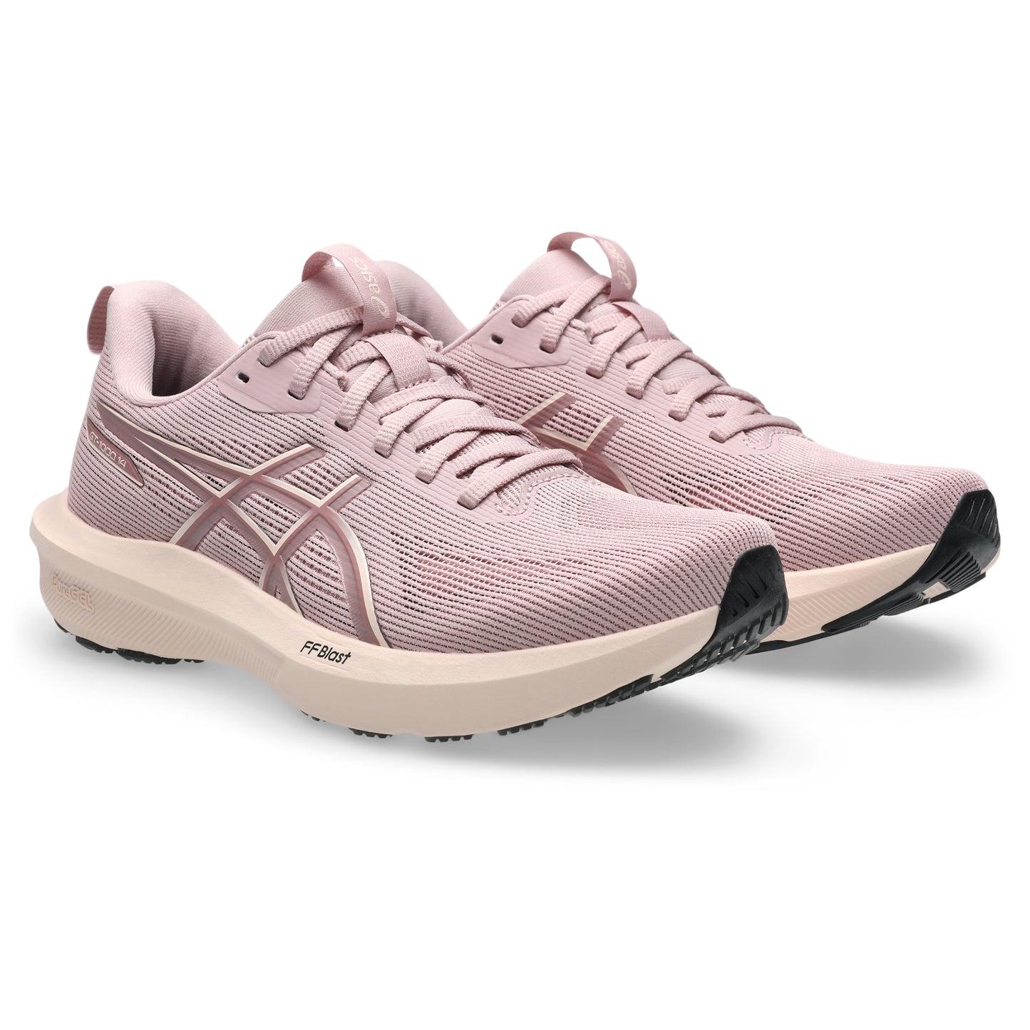 Pink running shoes on a white background