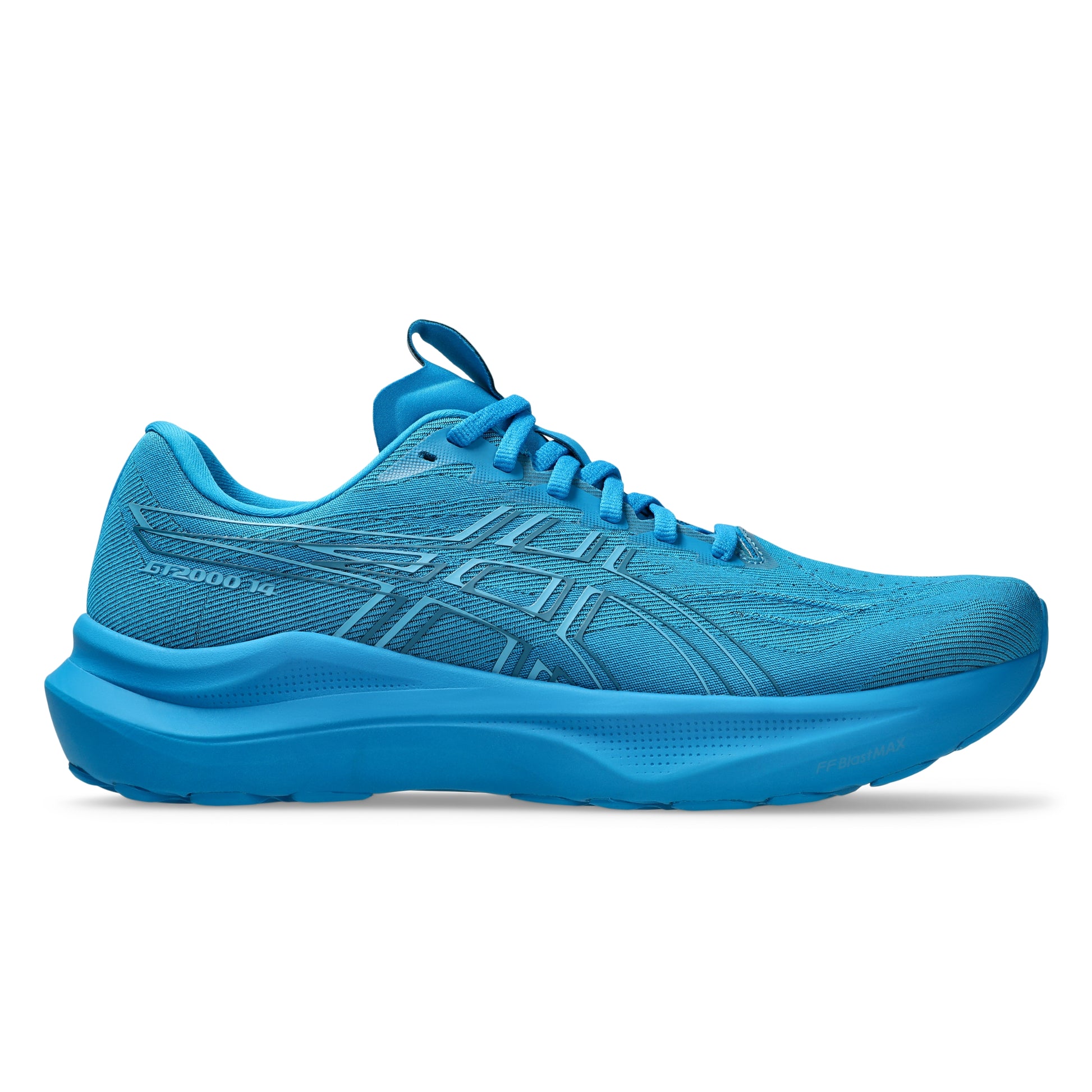 Blue running shoe on a white background