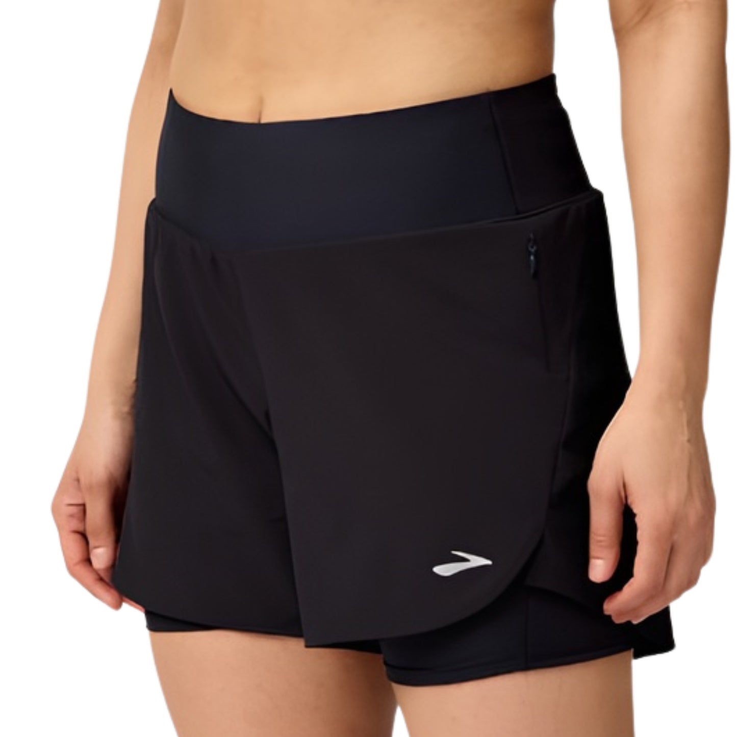 BROOKS SHORT CHASER 5INCH 2IN1 2.0 WN BLACK (AW25)